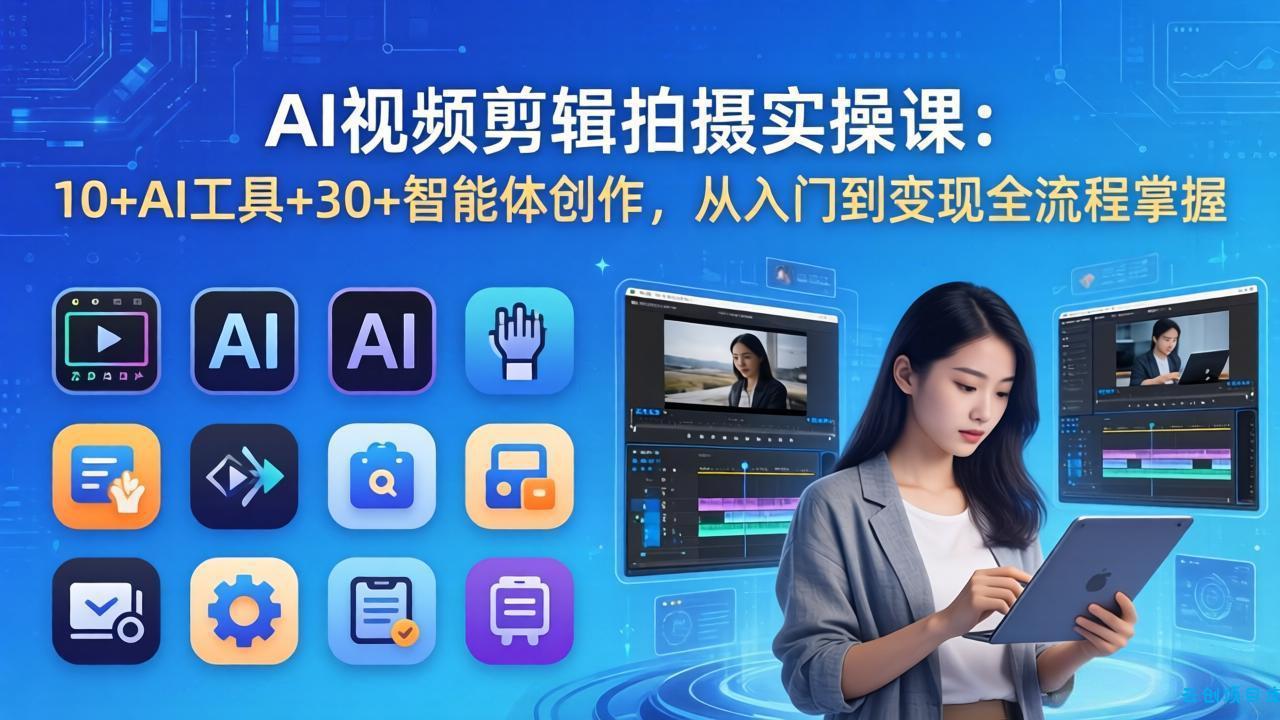 AI 视频剪辑拍摄实操课：10+AI工具+30+智能体创作，从入门到变现全流程掌握-云创项目库