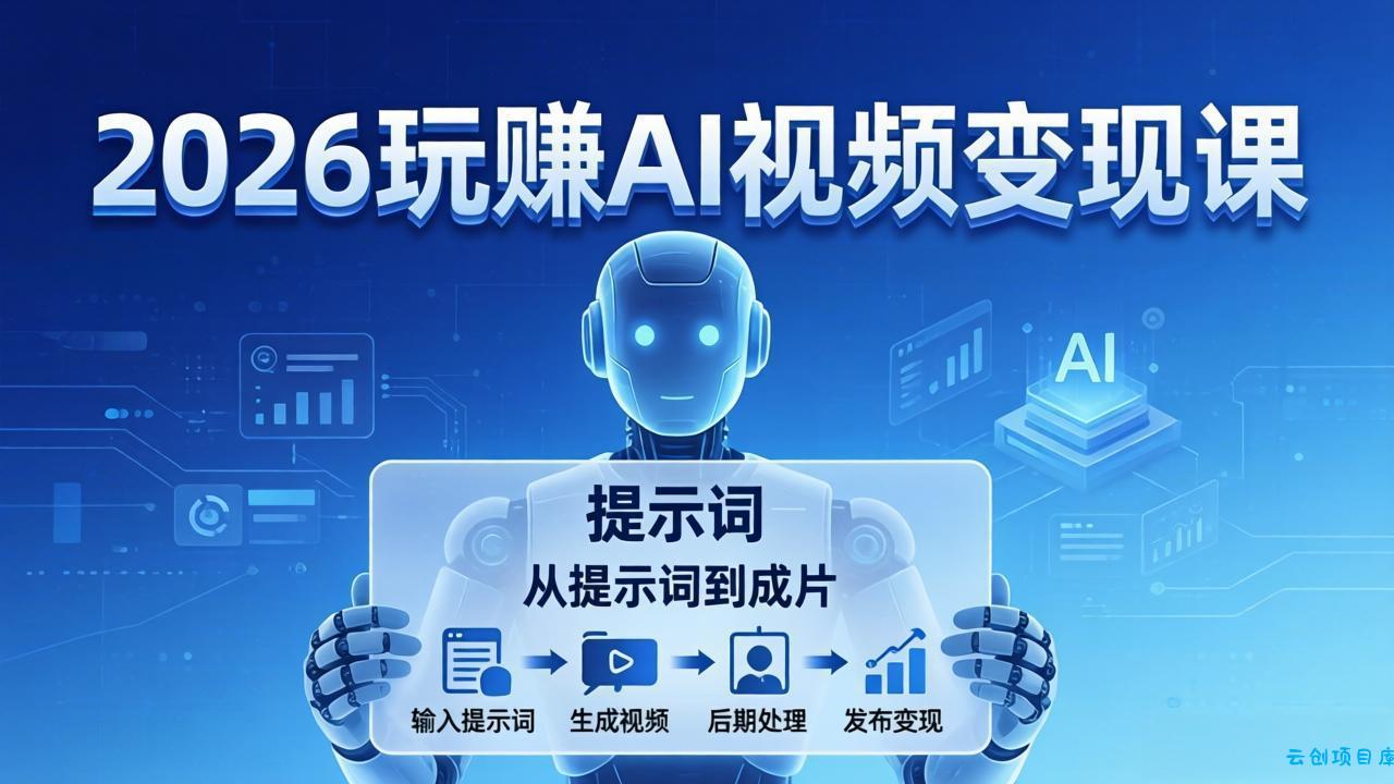 2026玩赚AI视频变现课：掌握 AI 视频全流程技能，从提示词到成片高效产出-云创项目库