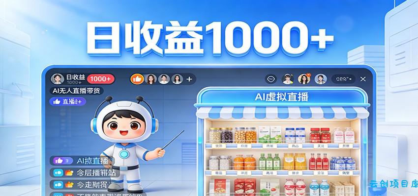 不用露脸不用说话，24小时自动卖货赚钱，全天自动直播，收益看得见-云创项目库