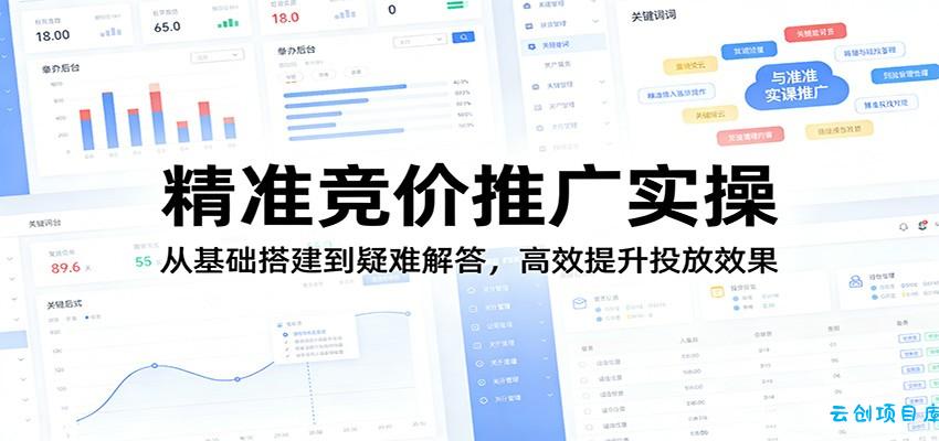 精准竞价推广实操：从基础搭建到疑难解答，高效提升投放效果-云创项目库