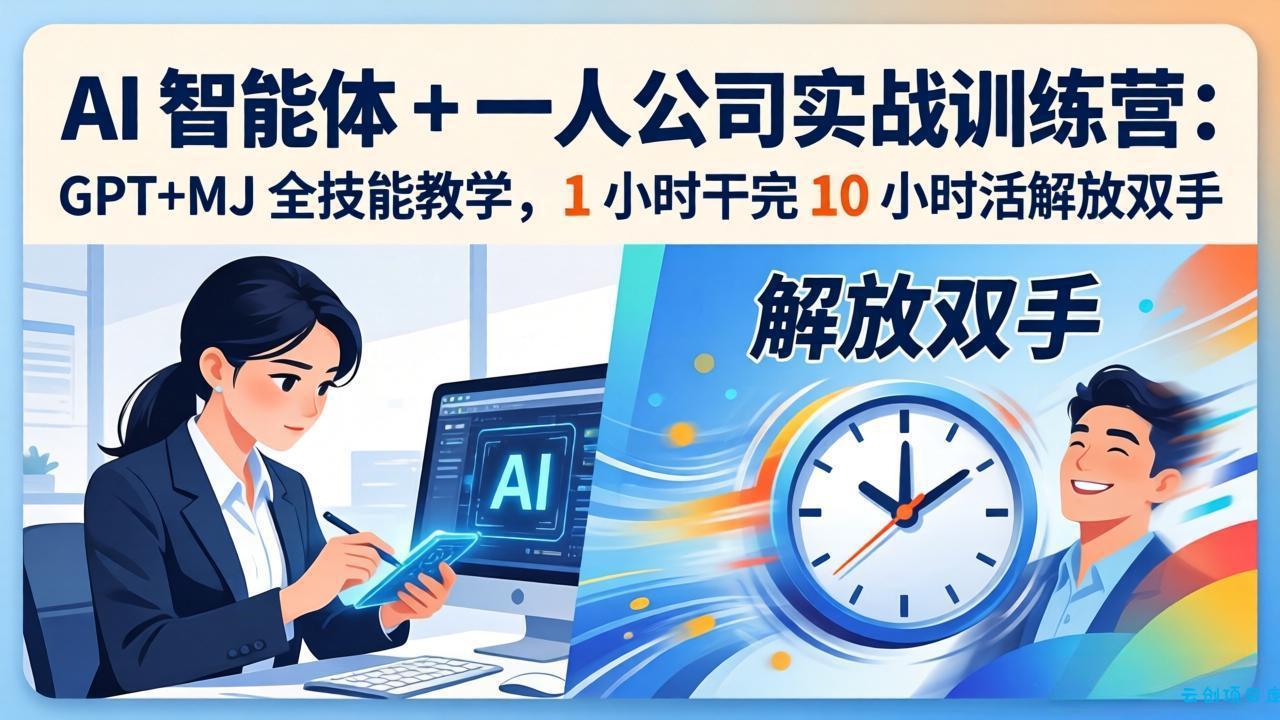 AI 智能体 + 一人公司实战训练营：GPT+MJ 全技能教学，1 小时干完 10 小时活解放双手-云创项目库