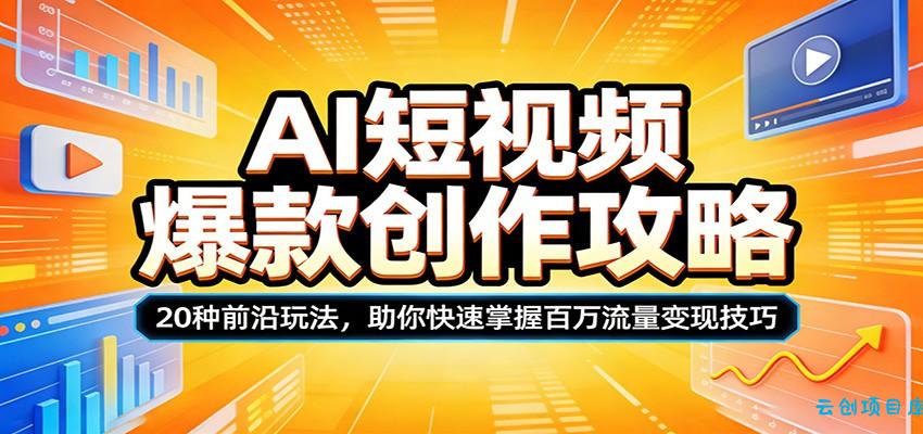 AI短视频爆款创作攻略：20种前沿玩法，助你快速掌握百万流量变现技巧-云创项目库