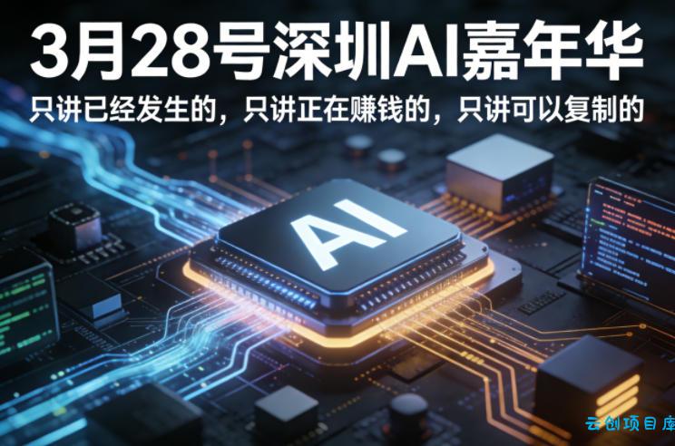 3月28号深圳AI嘉年华，只讲已经发生的，只讲正在賺钱的，只讲可以复制的-云创项目库
