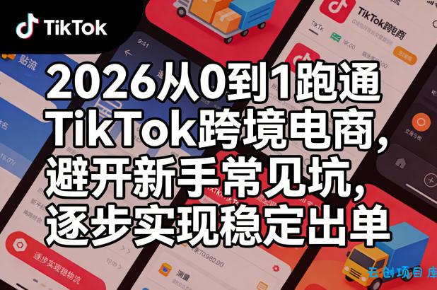2026从0到1跑通TikTok跨境电商，避开新手常见坑，逐步实现稳定出单-云创项目库