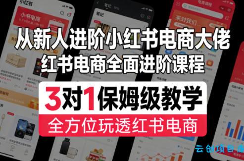 从新人进阶小红书电商大佬，红书电商全面进阶课程，3对1保姆级教学，全方位玩透红书电商-云创项目库