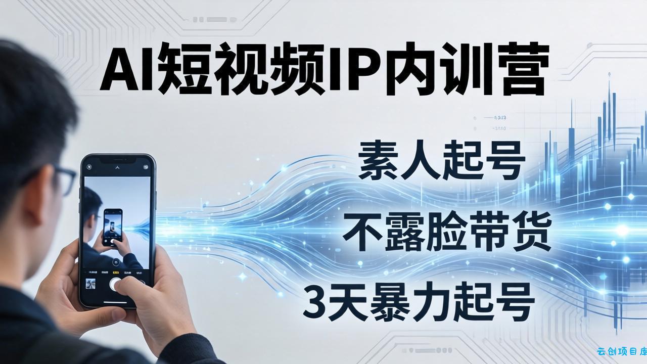 2026AI短视频IP内训营：从素人起号到不露脸带货，3天暴力起号全流程拆解-云创项目库