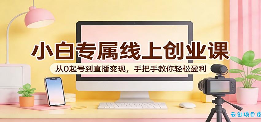 小白专属线上创业课:从0起号到直播变现,手把手教你轻松盈利-云创项目库