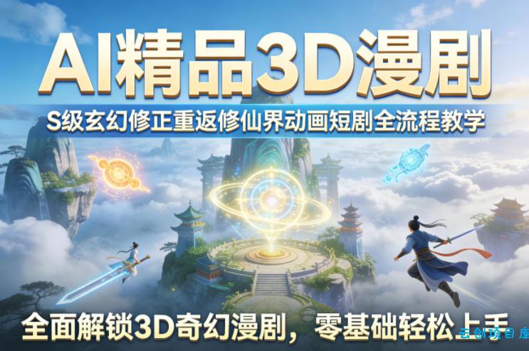 AI精品3D漫剧S级玄幻修正重返修仙界动画短剧全流程教学，全面解锁3D奇幻漫剧，零基础轻松上手-云创项目库