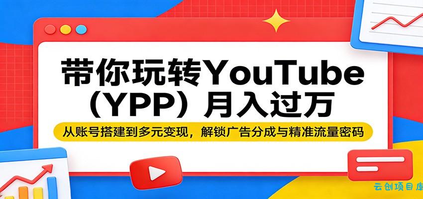 带你玩转YouTube(YPP)月入过万：从账号搭建到多元变现，解锁广告分成与精准流量密码-云创项目库
