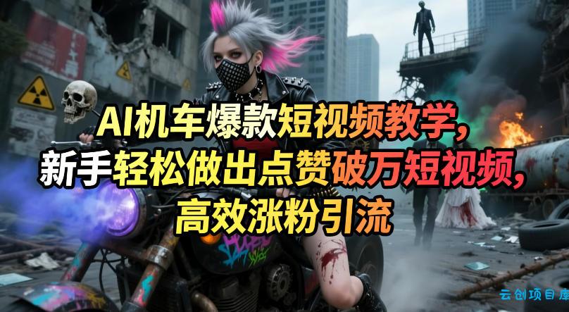 AI机车爆款短视频教学，新手轻松做出点赞破万短视频，高效涨粉引流-云创项目库