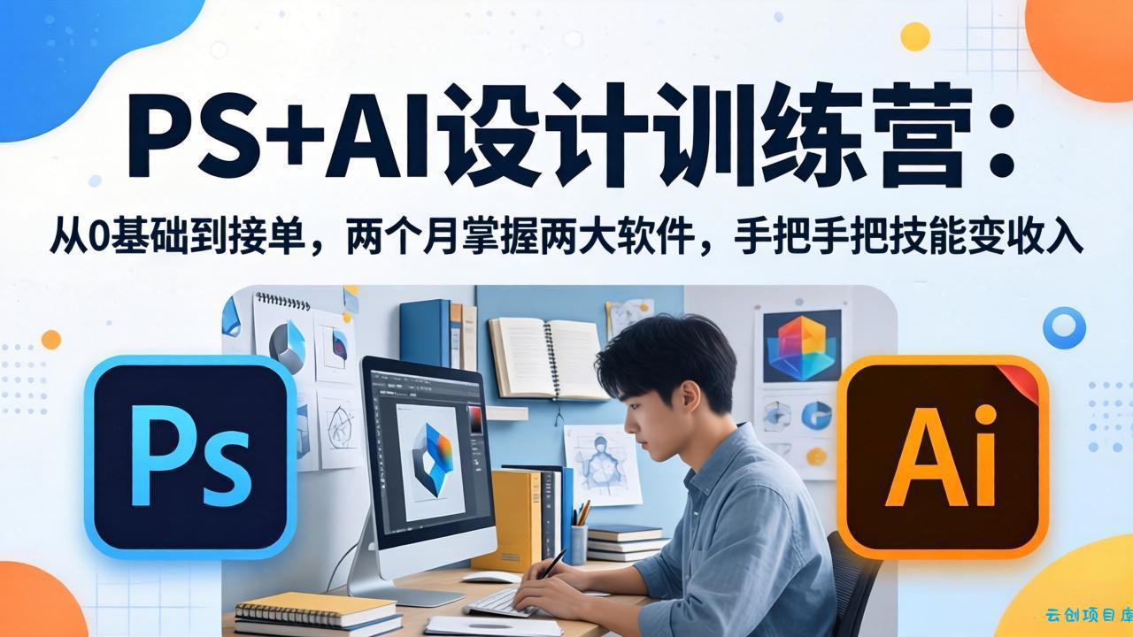 PS+AI设计训练营：从0基础到接单，两个月掌握两大软件，手把手把技能变收入-云创项目库