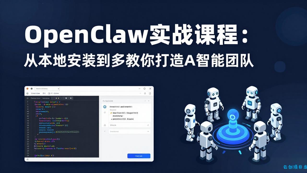 OpenClaw实战课程：从本地安装到多Agent协同，手把手教你打造AI智能团队-云创项目库