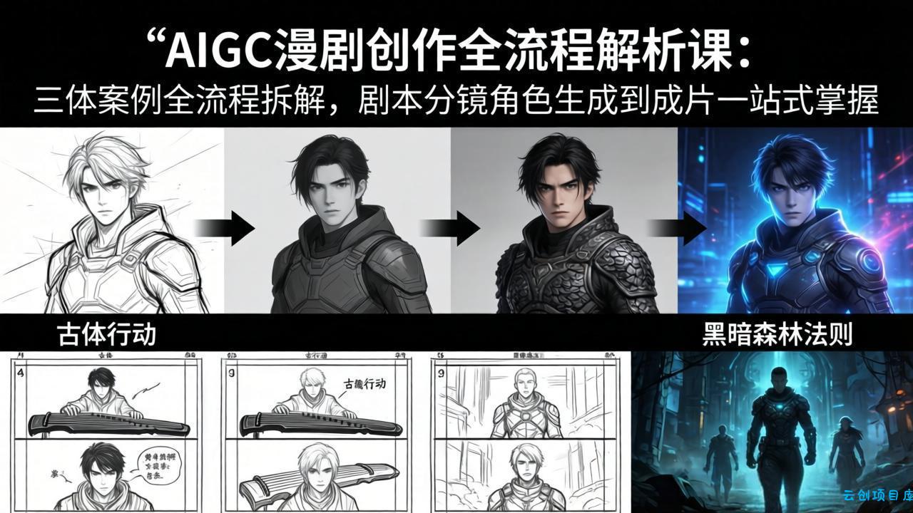 AIGC漫剧创作全流程解析课：三体案例全流程拆解，剧本分镜角色生成到成片一站式掌握-云创项目库
