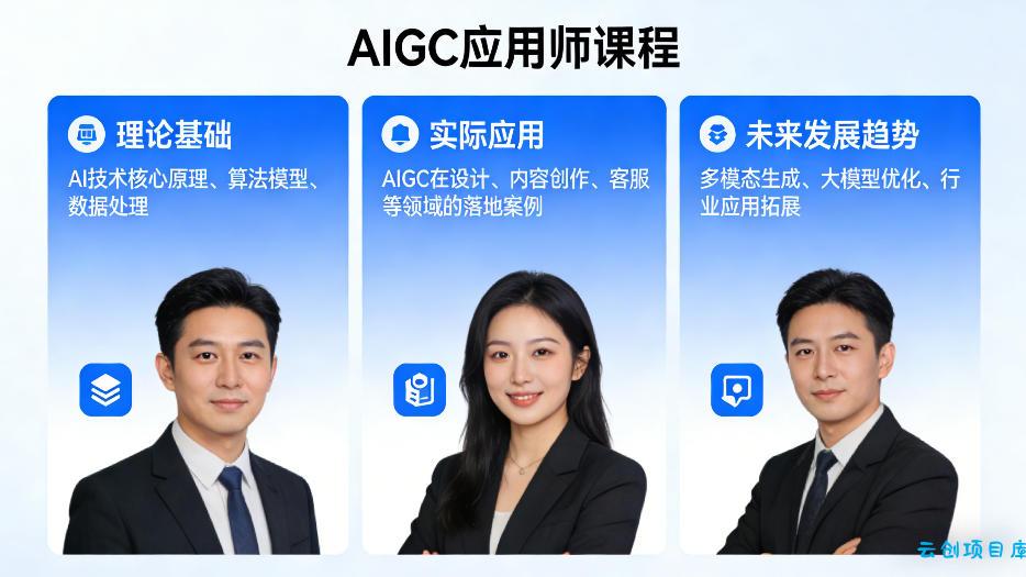 AIGC应用师课程，覆盖了AI技术的理论基础、实际应用、以及未来发展趋势-云创项目库