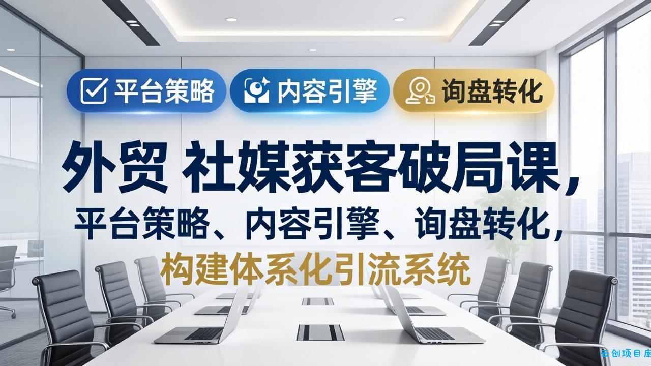 外贸 社媒获客破局课,平台策略、内容引擎、询盘转化,构建体系化引流系统(更新26年3月-云创项目库