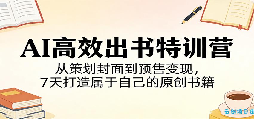AI高效出书特训营：从策划封面到预售变现，7天打造属于自己的原创书籍-云创项目库