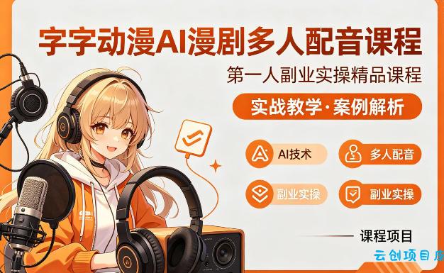 字字动漫AI漫剧多人配音课程，实战教学，案例解析-云创项目库