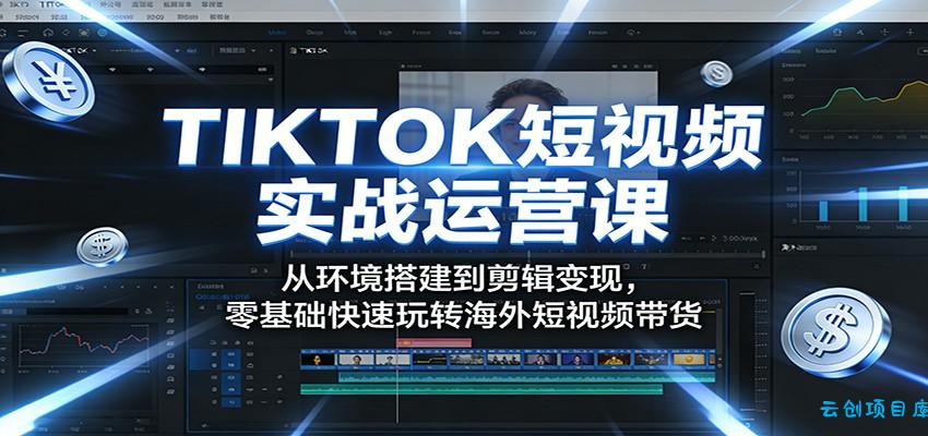 TIKTOK短视频实战运营课：从环境搭建到剪辑变现，零基础快速玩转海外短视频带货-云创项目库
