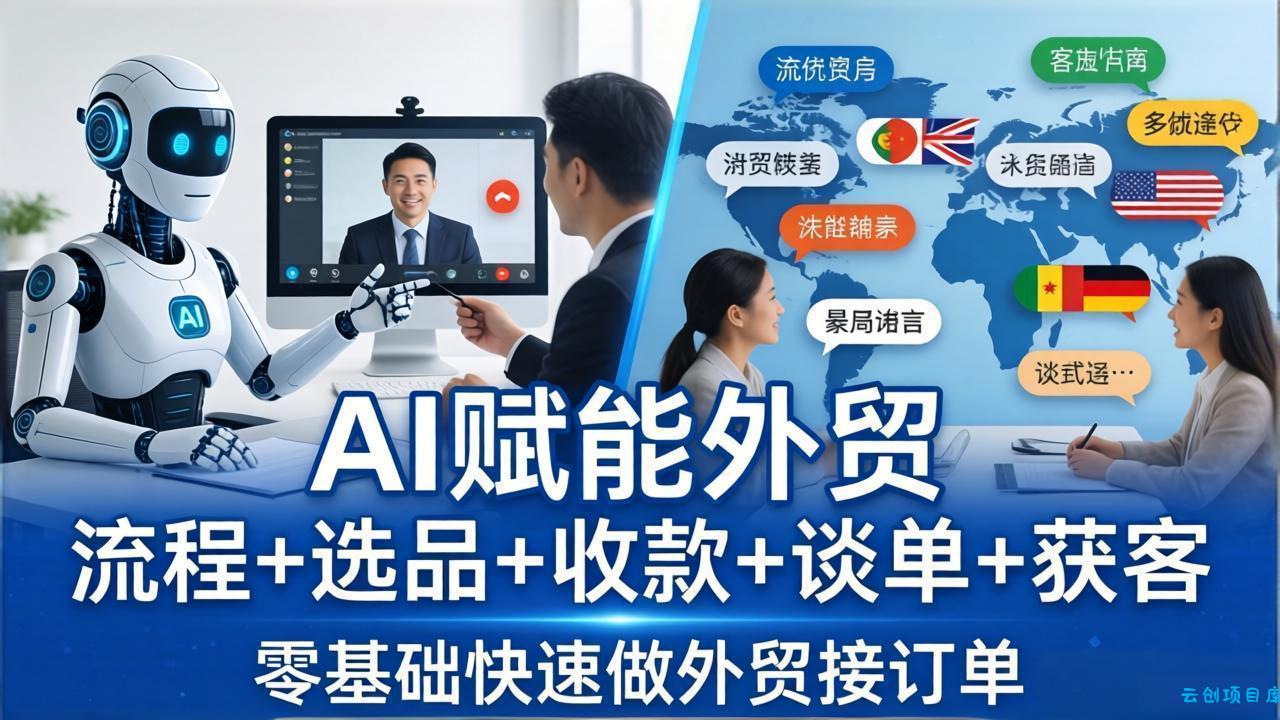 外贸+AI实战课：流程+选品+收款+谈单+获客，零基础快速做外贸接订单-云创项目库