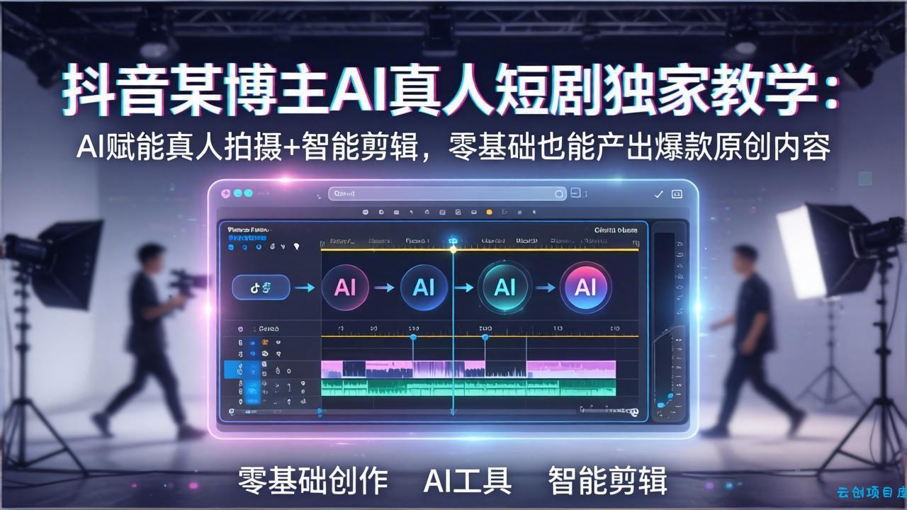 抖音某博主AI真人短剧独家教学：AI赋能真人拍摄+智能剪辑，零基础也能产出爆款原创内-云创项目库