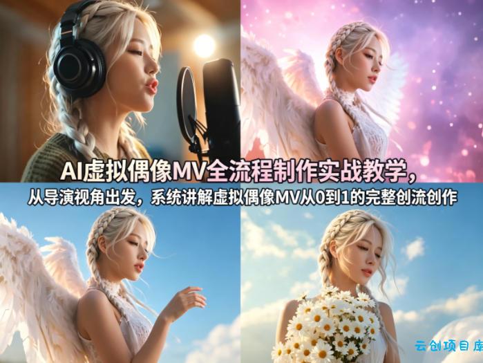 AI虚拟偶像MV全流程制作实战教学，从导演视角出发，系统讲解虚拟偶像MV从0到1的完整创作流程-云创项目库