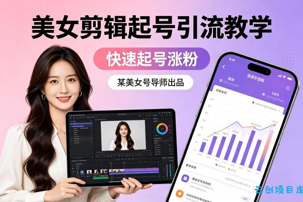 某美女号导师出品：美女剪辑起号引流教学，快速起号涨粉-云创项目库