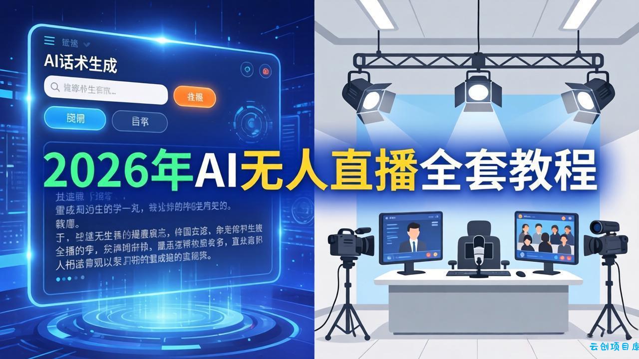 2026年AI无人直播全套教程：OBS安装+软件配置+直播间搭建+话术生成+一键开播实操-云创项目库