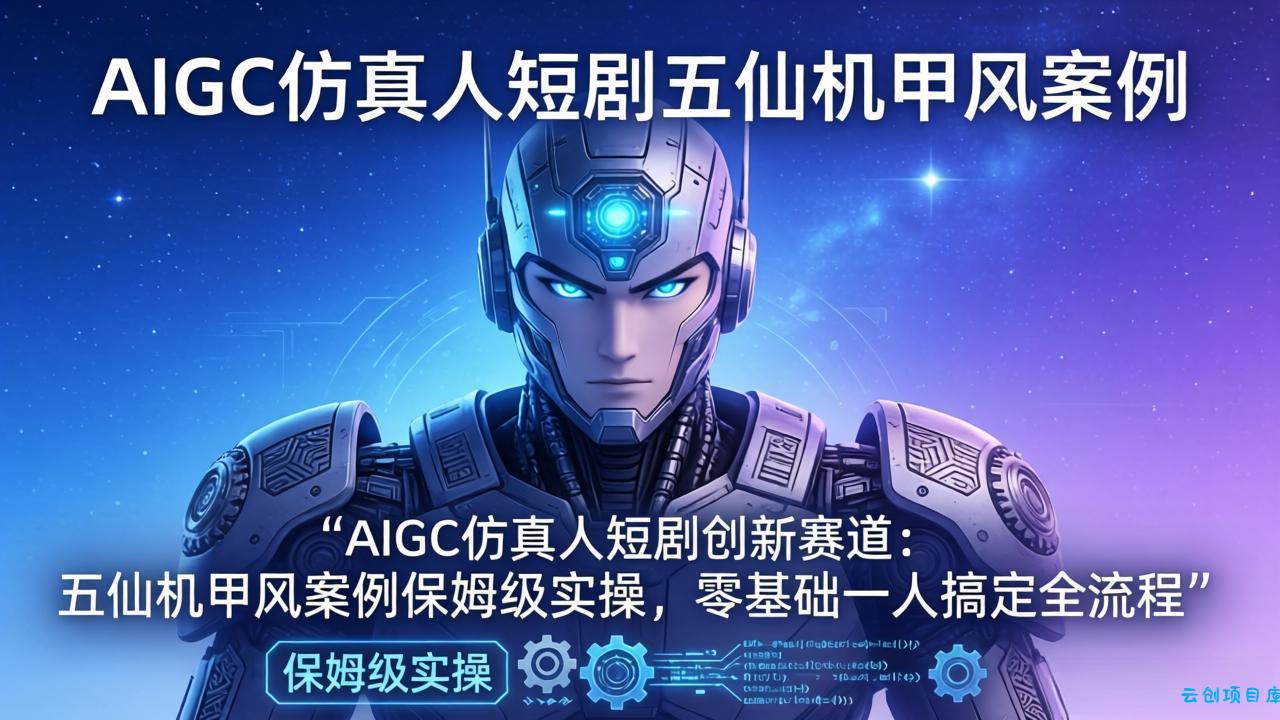 AIGC仿真人短剧创新赛道：五仙机甲风案例保姆级实操，零基础一人搞定全流程-云创项目库
