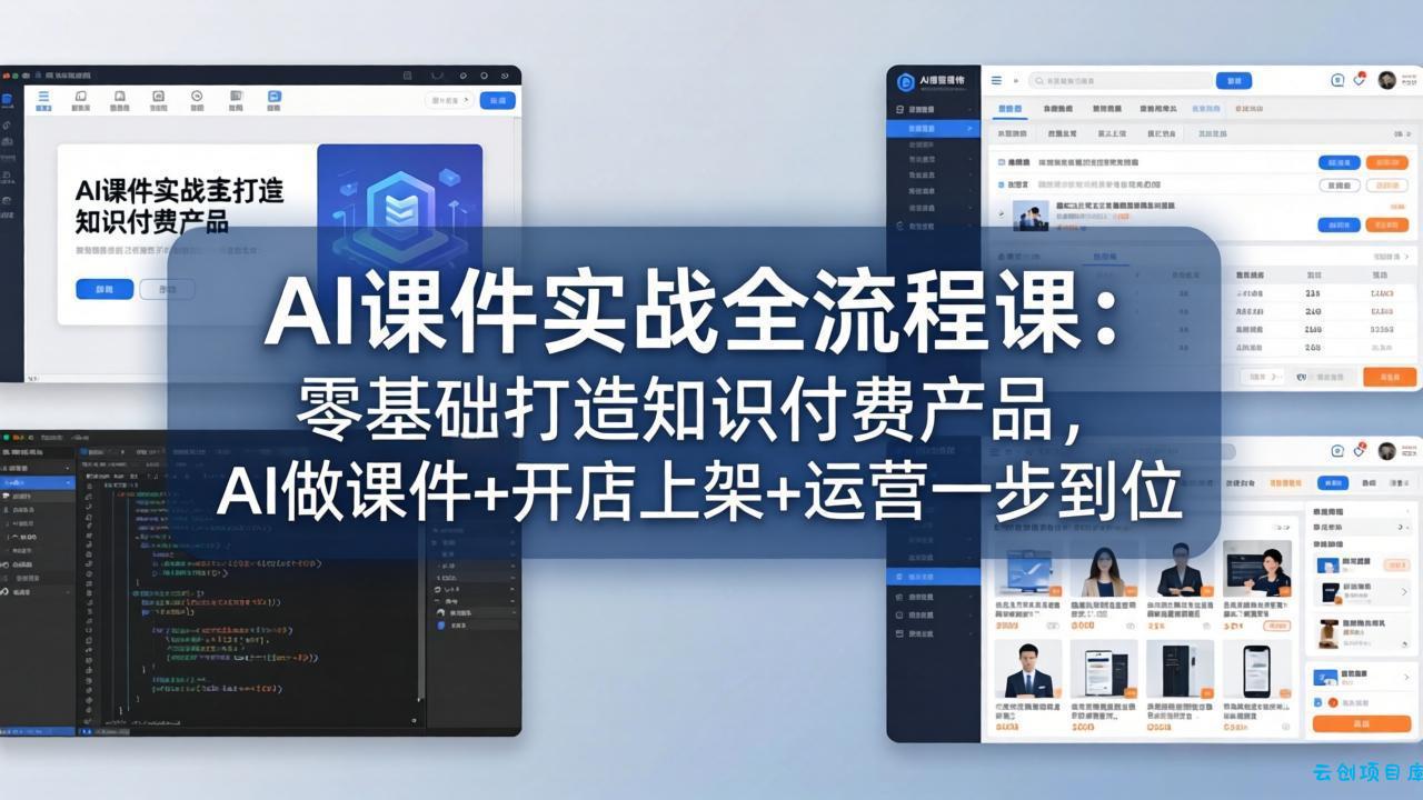 AI课件实战全流程课：零基础打造知识付费产品，AI做课件+开店上架+运营一步到位-云创项目库