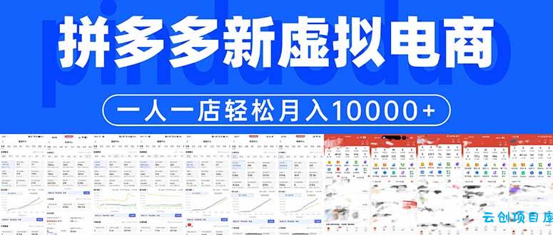 拼多多虚拟电商一人一店轻松月入10000+-云创项目库