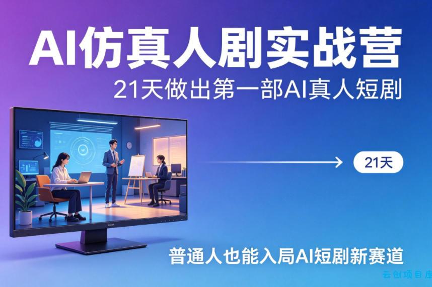 AI仿真人剧实战营，21天做出第一部AI真人短剧，普通人也能入局AI短剧新赛道-云创项目库