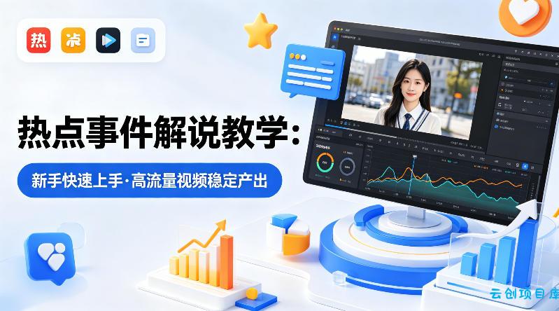 某大V的热点事件解说教学，新手也能快速上手，稳定产出高流量解说视频-云创项目库