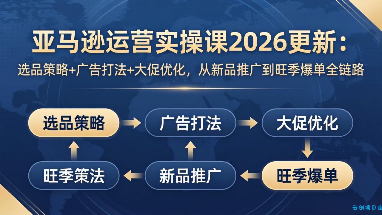 亚马逊运营实操课2026更新：选品策略+广告打法+大促优化，从新品推广到旺季爆单全链路-云创项目库