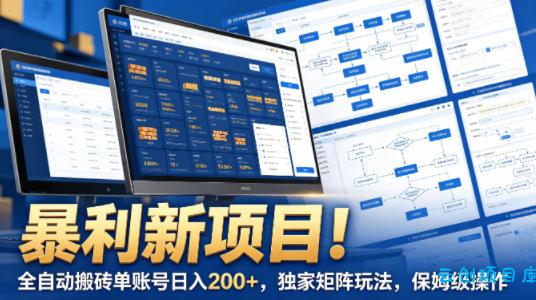 暴利新项目！全自动搬砖单账号日入200+，独家矩阵玩法，保姆级操作【揭秘】-云创项目库