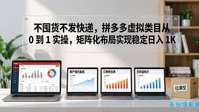 不囤货不发快递，拼多多虚拟类目从 0 到 1 实操，矩阵化布局实现稳定日入 1K-云创项目库