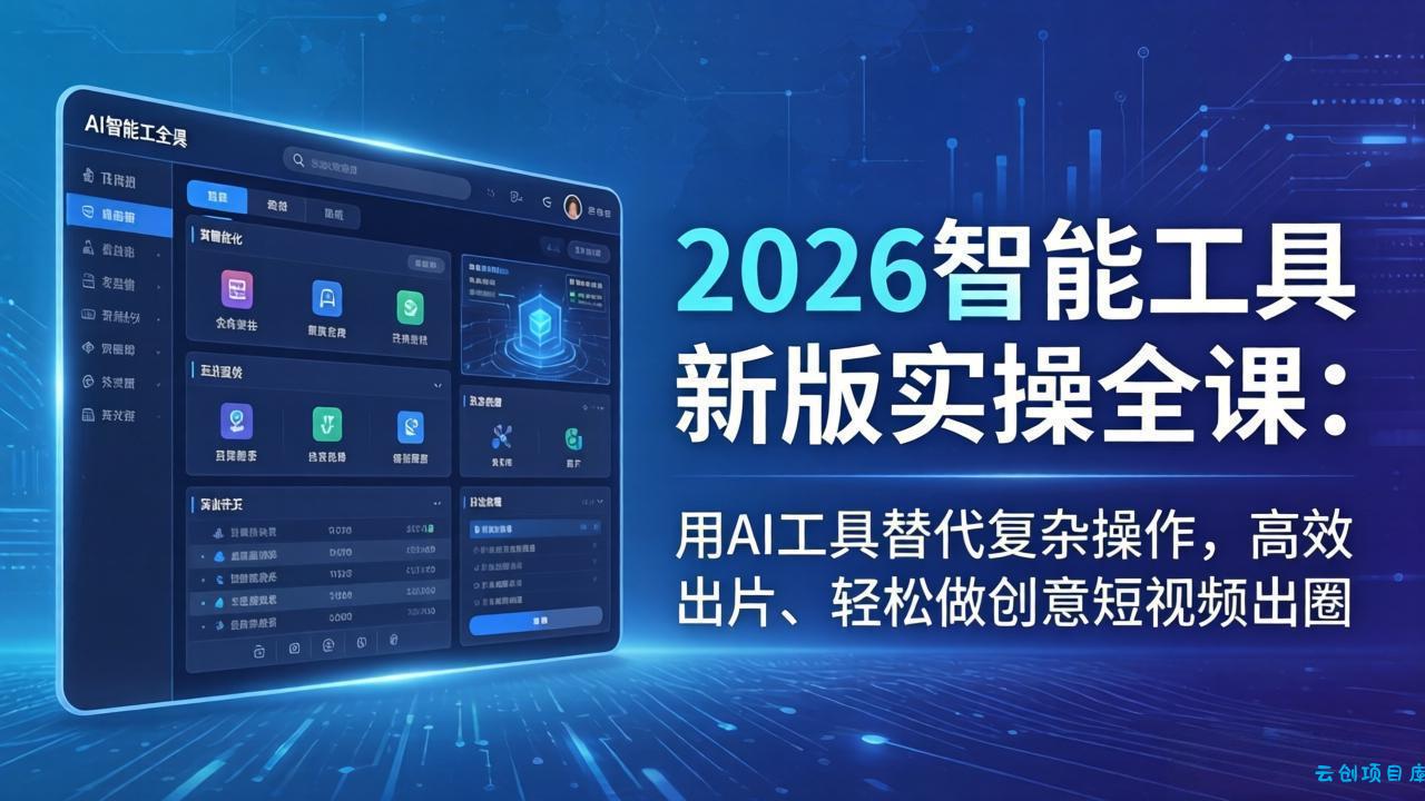 2026智能工具新版实操全课：用AI工具替代复杂操作，高效出片、轻松做创意短视频出圈-云创项目库