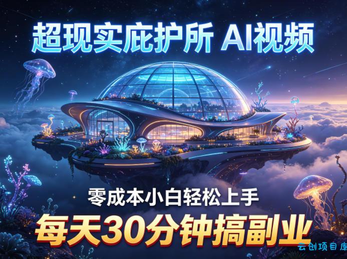 超现实庇护所AI视频项目拆解，零成本小白轻松上手，每天30分钟搞副业-云创项目库