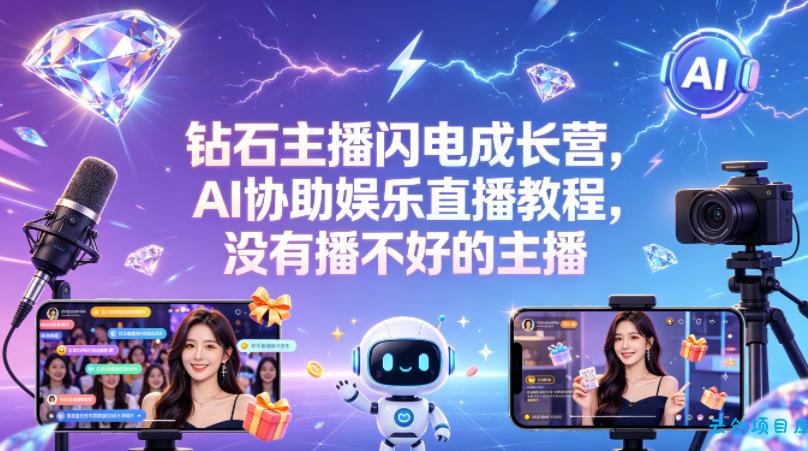 钻石主播闪电成长营，Al协助娱乐直播教程，没有播不好的主播-云创项目库