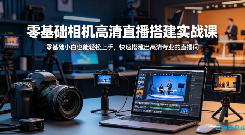 零基础相机高清直播间搭建实战课,小白也能轻松上手,快速搭建出高清专业的直播间-云创项目库