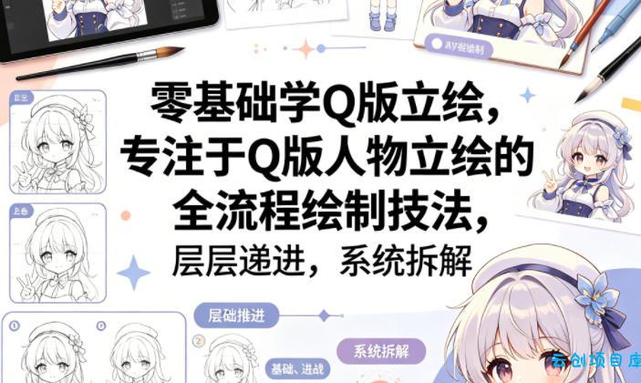 零基础学Q版立绘，专注于Q版人物立绘的全流程绘制技法，层层递进，系统拆解-云创项目库