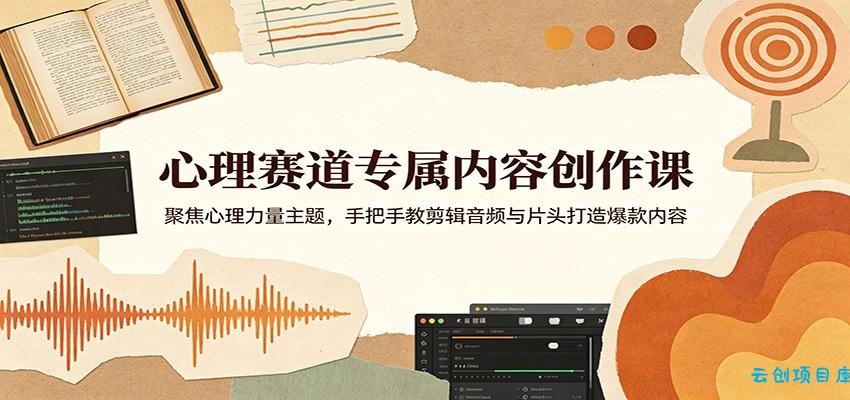 心理赛道专属内容创作课：聚焦心理力量主题，手把手教剪辑音频与片头打造爆款内容-云创项目库