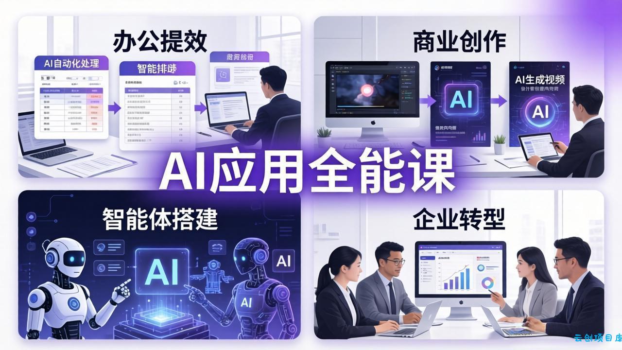 AIGC 应用师全能课-更新：办公提效、商业创作、智能体搭建、企业转型，一站式学会AI应用-云创项目库