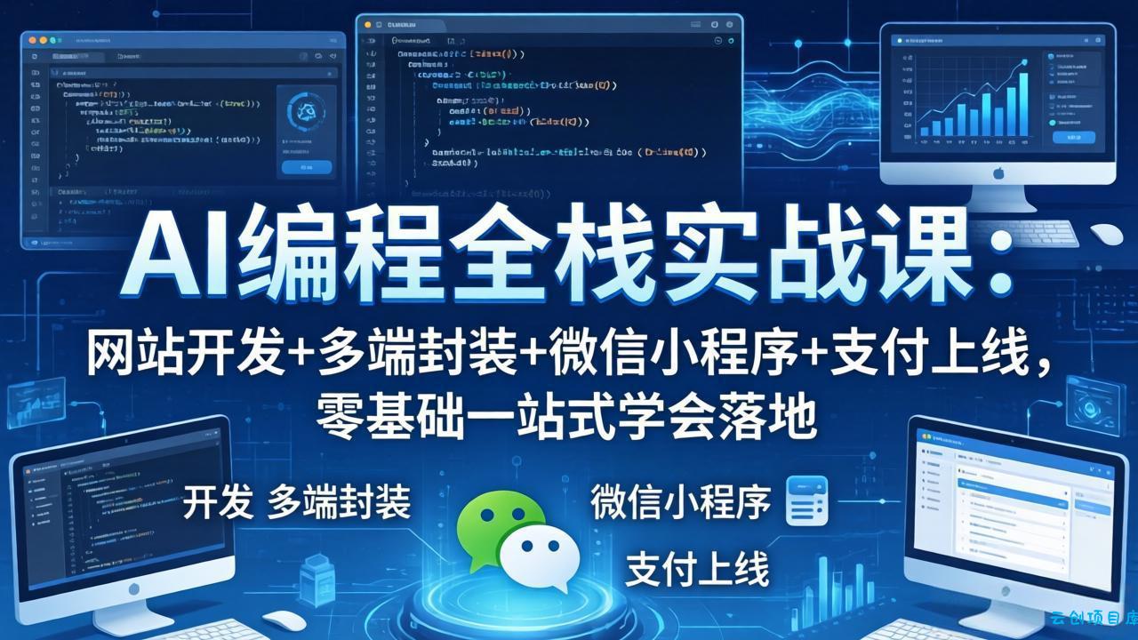 AI编程全栈实战课：网站开发+多端封装+微信小程序+支付上线，零基础一站式学会落地-云创项目库