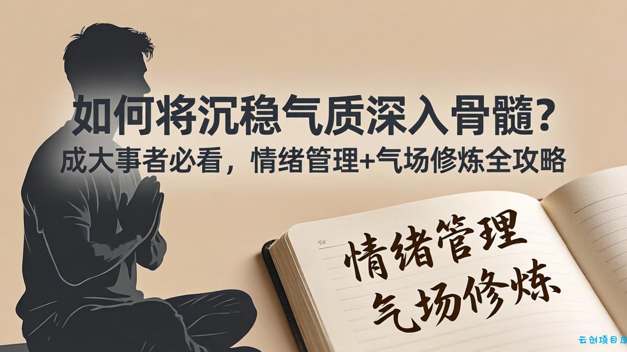 付费文章：如何将沉稳气质深入骨髓？成大事者必看，情绪管理+气场修炼全攻略-云创项目库
