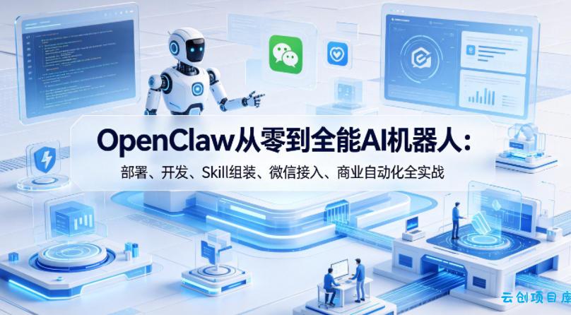 OpenClaw从零到全能AI机器人：部署、开发、Skill组装、微信接入、商业自动化全实战-云创项目库