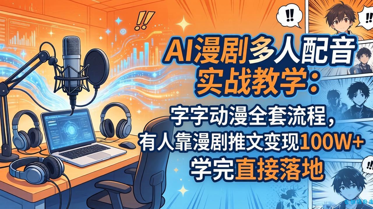 AI漫剧多人配音实战教学：字字动漫全套流程，有人靠漫剧推文变现100W+，学完直接落地-云创项目库