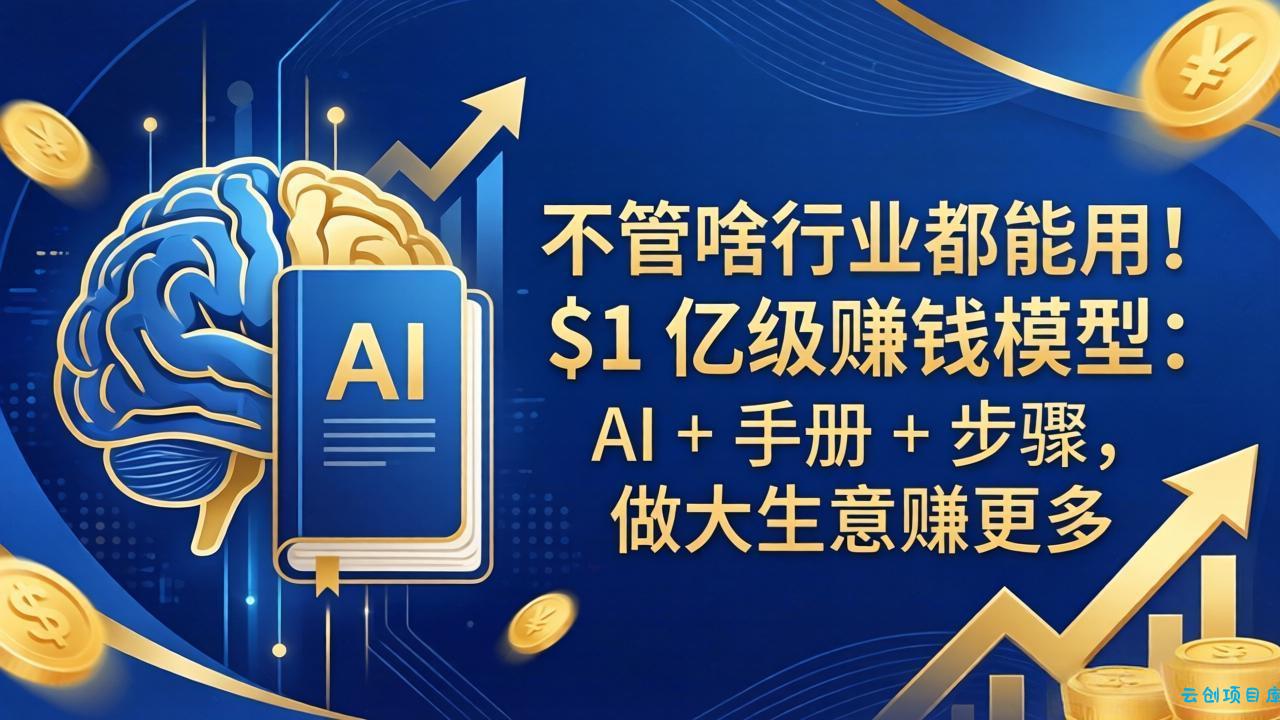 不管啥行业都能用！$1 亿级赚钱模型：AI + 手册 + 步骤，做大生意赚更多-云创项目库