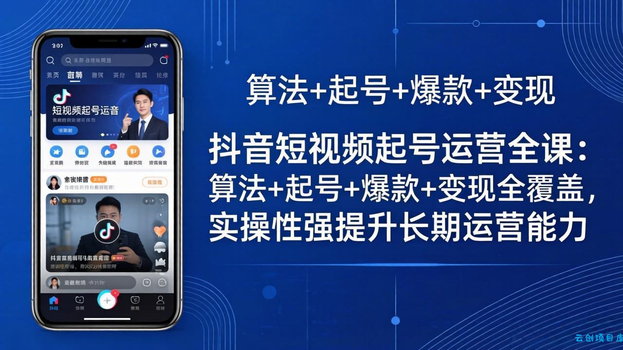 抖音短视频起号运营全课：算法+起号+爆款+变现全覆盖，实操性强提升长期运营能力-云创项目库