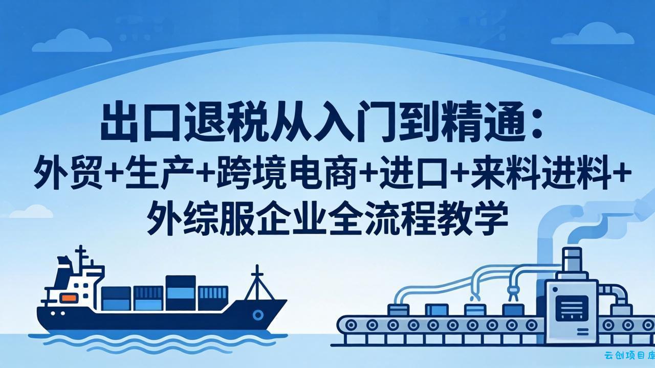 出口退税从入门到精通：外贸+生产+跨境电商+进口+来料进料+外综服企业全流程教学-云创项目库