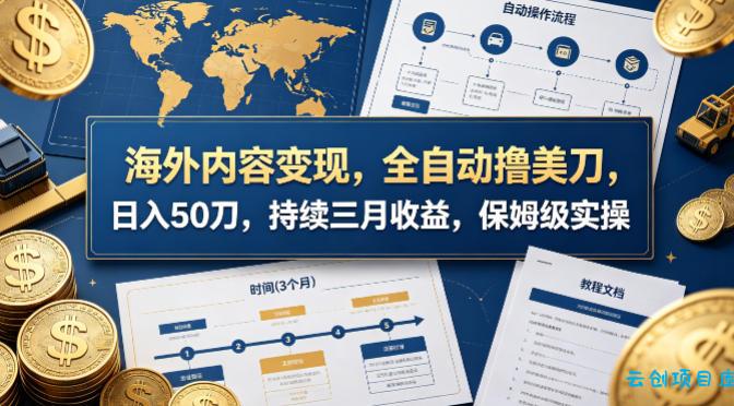 海外内容变现,全自动撸美刀,日入50刀,持续三月收益,保姆级实操【揭秘】-云创项目库